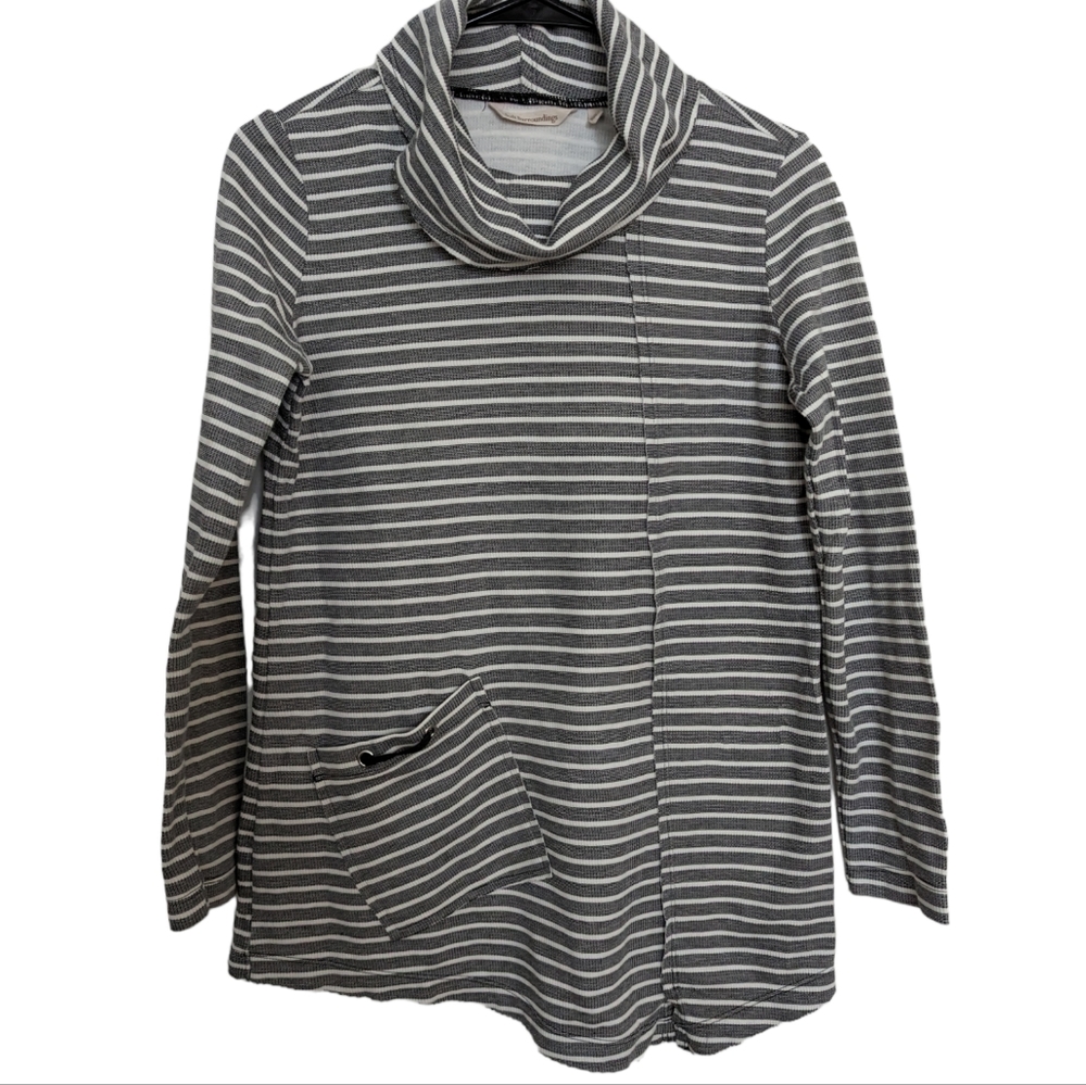 Like New SOFT SURROUNDINGS Striped‎ Cowl Neck Gray & White XS